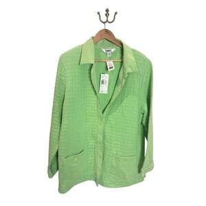 BLAST Plus Size 1X Lime Green Textured Button Front Collar Jacket